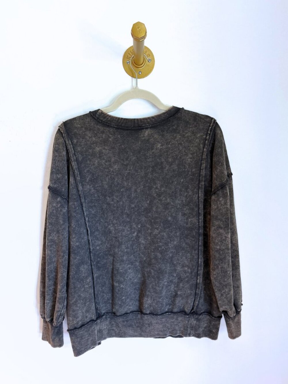 Zenana S/M Washed Black Acid Wash Sweatshirt 🖤 | Vintage Oversized Crewneck - Picture 3 of 5